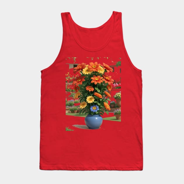 Flower pot sticker extract Tank Top by HTA DESIGNS